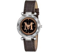 Talgo Alpha-M-GEN-SL - Orologio da polso analogico con quadrante rotondo nero con lettere dell'alfabeto M, cassa argentata, cinturino elegante, design classico, per donne e ragazze, confezione da 1