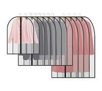 talifoca 12PCS Custodia Porta Abiti, Copertura Vestiti Antipolvere Trasparenti PEVA Lavabile Copertura Vestiti con Cerniera, Buste per Abiti Custodie Copri Abiti per Smoking, Giacca, Camicie, Gonne