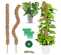 talifoca 2 Pezzi Bastone di Muschio, 64 cm Palo Cocco Piante Sostegno Piante Supporti per Piante Pieghevoli Fibra di Cocco per Piante, Tutore Muschiato per Monstera per Piante rampicanti