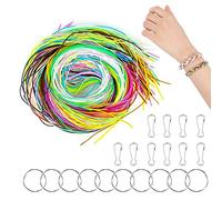 talifoca 200 Pezzi Scooby Doo, Fili di Tutti i Colori, in Plastica, Scubidu Brillantinati, con 10 Portachiavi + Ganci Snap Clip, per Creare Braccialetti, Collane