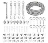 talifoca 30m Φ 3mm Cavo Acciaio Inossidabile, 60 Pezzi Kit Fune Acciaio, Fune in Filo Acciaio Nylon Rivestito, Cavo Corda in Acciaio Inox con Tenditore