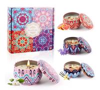 talifoca Candele Profumate Regalo,4 Pezzi Candele Profumate Set,100% Cera di Soia Naturale Candele Aromaterapia,Candela Profumata Set Regalo,per Natale,Anniversario,Compleanno,Festa della Mamma,Bagno