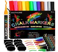 talifoca Gesso Liquido - 12 colori pennarelli cancellabili, 6 mm Punta reversibile pennarelli lavagnagesso per lavagna, vetro, insegne, finestre