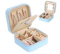 talifoca Portagioie da Viaggio con Specchio Porta Gioielli per Donne Ragazze, Porta Orecchini Organizeri in Pelle PU, per Orecchini Anelli Catene