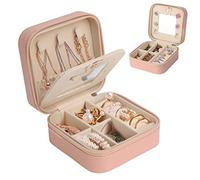 talifoca Portagioie da Viaggio con Specchio Porta Gioielli per Donne Ragazze, Porta Orecchini Organizeri in Pelle PU, per Orecchini Anelli Catene