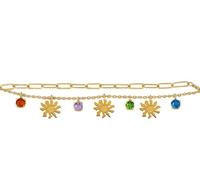 TALISMAN JEWELLERY Bracciale catena in acciaio 316L oro 18K (PVD) - Eguzkilore, fiore del sole, fiore basca (10 mm pezzo/15 cm + 5 cm di estensione)
