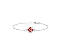 TALISMAN JEWELLERY Bracciale catena in argento sterling 925 e smalto rosso - Lauburu, croce basca (10 mm pezzo/15 cm + 4 cm di estensione)