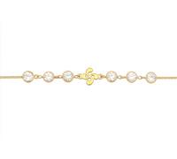 TALISMAN JEWELLERY Bracciale catena placcato oro 3 micron 18k e zirconi cubici - Lauburu, croce basca (7 mm pezzo/15 cm + 4 cm di estensione)