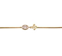 TALISMAN JEWELLERY Bracciale placcato oro 3 micron 18k e zirconi bianchi con catena regolabile - Lauburu, croce basca (7 mm di pezzo/15 cm di catena + 4 cm di estensione)