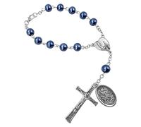 TALISMAN4U Rosario per specchietto retrovisore auto San Michele con angelo custode, One Size, Vetro, Non pietra preziosa