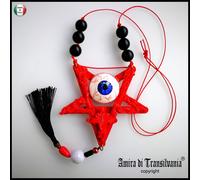 Talismano Amuleto Portafortuna Gioiello Pendente Stella Pentagramma Occhio Rosso