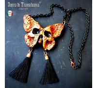 Talismano Amuleto Rituali Magia Amuleto Scheletro Teschio Oro Farfalla Ciondolo