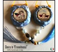 talismano angelo custode amuleto ciondolo portafortuna collana pendente azzurro