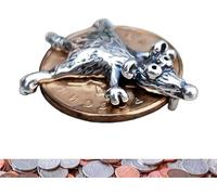 Talismano di fascino del topo | Proteggere la tua ricchezza,Amuleto di denaro Mouse Rat su moneta,Talismano dell'abbondanza della ricchezza,Attira l'amuleto del denaro per il portafoglio,Figurine da