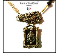talismano gioiello etnico collana pendente amuleto ciondolo uomo donna nero oro