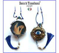 talismano magico occhio blu amuleto pendaglio ciondolo malocchio bigiotteria oro
