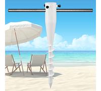 TALITARE Ancora per ombrellone da spiaggia, in metallo resistente, senza scavo, per spiaggia, sabbia, antivento, per uso su terreno, erba, sabbia (bianco, 1 pz)