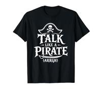 Talk Like A Pirate Day, Divertente Grafica a Forma di Teschio e Ossa Incrociate Maglietta con Stampa Grafica Economica, Uomo, Nero, M