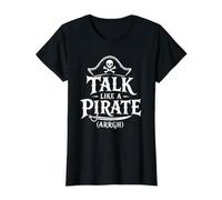 Talk Like A Pirate Day, Divertente Grafica a Forma di Teschio e Ossa Incrociate Maglietta con Stampa Grafica Economica, Donna, Nero, S