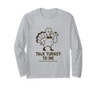 Talk Turkey To Me Punny Ringraziamento Turchia Humor Design Maglia a Manica