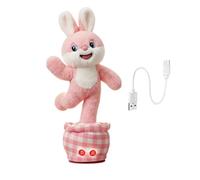 Talking Bunny Plush - Dancing Interactive Toy Animal | Kids Soft Stuffed Rabbit Electronic Movement Learning Play Companion Birthday Party Home Playroom Daycare Preschool Gift Set For Boys Girls Fun
