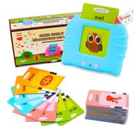 Talking Flash Cards Giocattoli per l'apprendimento per i più Piccoli 1 2 3 4 5 6 Anni, 112 Fogli 224 Inglese Parole, risorsa di apprendimento prescolare Giocattolo interattivo elettronico Regalo Blu