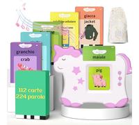 Talking Flash Cards, Schede Flash Cards Parlanti Flash Cards Flash Cards Bambini Giocattoli Educativi per Bambini 3+ Anni Autismo Giochi Regali di Compleanno Giochi Montessori (Unicorno, Rosa,224)