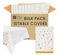 Talking Tables 10 tovaglie di carta usa e getta con motivo a stelle dorate e argentate, 180 x 120 cm, per feste di compleanno, matrimoni, catering, anniversari