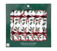 Talking Tables 12 ciondoli ecologici a tema agrifoglio, cappelli di carta, scherzi, cracker senza plastica, per decorazioni da tavola di Natale, 30,5 cm