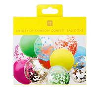 Talking Tables - 12 palloncini con coriandoli arcobaleno per decorazioni feste - Palloncini colorati da 30 cm con 15 m di nastro di carta - Matrimoni, compleanni, feste - Dimensioni: 30 cm