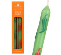 Talking Tables 2 candele 3D dipinte a mano al peperoncino da 25 cm, idea regalo per Natale o compleanno, senza profumo, 6 ore di combustione, ecologiche, decorazione da tavola estiva rossa e verde