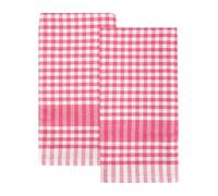Talking Tables 2 x Asciugamani da cucina a quadretti rosa lampone, assorbenti e resistenti, in morbida spugna di cotone, ad asciugatura rapida, confezione ecologica, 45 cm x 70 cm