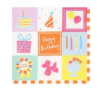Talking Tables 20 tovaglioli di carta con scritta "Happy Birthday", decorazioni per torte e candele, tovaglioli per feste per bambini, per compleanni, stoviglie usa e getta, riciclabili, senza