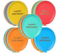 Talking Tables 25 x Balloon Shaped Paper Plates for Kids Birthday Parties in Red, Green, Orange, Yellow, and Blue - Perfect for Celebrating in Style!