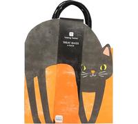 Talking Tables 6 sacchetti di carta a forma di gatto o regali di compleanno Halloween Natale bomboniera con manici nero e arancione 25 x 16 cm
