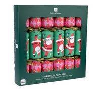 Talking Tables 6 x Cracker di Babbo Natale Fatti a Mano con Gioco, 30 cm | Dancing Santa in occhiali da sole stella, luci stringa, arlecchino, occhiali a forma di stella, gioco di indovinare
