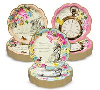 Talking Tables 60 x Piatti di Carta Usa e Getta Tema Alice nel Paese delle Meraviglie per Tea Party Cappellaio Matto, Compleanno, Baby Shower, Festa della Mamma, 17 cm