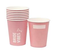 Talking Tables 8 Bicchieri di Carta per Addio al Nubilato, Design Bride Vibes, Rosa Riciclabili Senza Plastica per Bridal Shower e Hen Do, Progettati nel UK