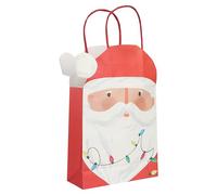Talking Tables 8 sacchetti regalo di carta a forma di Babbo Natale, riutilizzabili, in plastica, riciclabili, per regali, bomboniere e riempitivi per calze, 18 cm