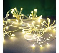 Talking Tables Allium Starburst Batteria | 2 m luci a LED per Interni | Cluster Star Burst Firework Lights per Natale, Decorazione Camera da Letto, Matrimonio, Argento, 2m