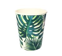 Talking Tables Bicchieri per feste in carta foglia di palma tropicale bianchi e verdi | Bicchieri di carta riciclabili, ecologici e privi di plastica | Per l'estate, compleanni, feste, giungla, hawai