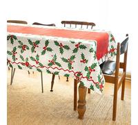 Talking Tables Botanical Holly - Tovaglia natalizia riutilizzabile, 180 x 140 cm, con motivo agrifoglio festivo, facile da pulire, decorazione natalizia
