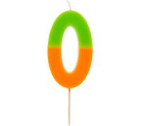 Talking Tables Candela per torte con numero 0, colore arancione e verde, decorazione colorata per torta di compleanno per feste di bambini, ragazzi, ragazze, anniversari, pietra miliare
