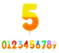 Talking Tables Candela per torte con numero 5 arancione e giallo, decorazione colorata per torta di compleanno per feste di bambini, ragazzi 5°, 15°, 50°, ragazze, anniversario, pietra miliare