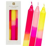 Talking Tables - Candele da cena affusolate, non profumate, rosa fluo, arancione e giallo, confezione da 3, 20 cm