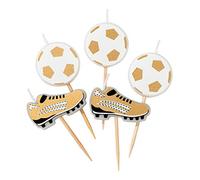 Talking Tables - Candele per torta a forma di calcio, confezione da 5, colore: bianco e oro