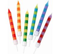 Talking Tables Birthday Bash Striped Candles Candeline, Multicolore, 24 unità