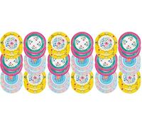 Talking Tables Confezione da 12 piatti di carta usa e getta con motivo floreale bohémien, per tema hawaiano, picnic estivi, barbecue o feste di compleanno per bambini, 23 cm, giallo, rosa, blu
