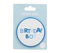 Talking Tables Distintivo blu per compleanno ragazzo, con spilla, 8 cm, accessorio per feste speciali