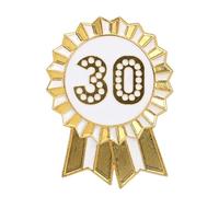 Talking Tables Distintivo di Buon Compleanno in Metallo Smaltato Bianco Oro Rosetta Riutilizzabile Accessori per Ragazze Adulti Bambini Evento 30° Compleanno Diametro 4,5 cm